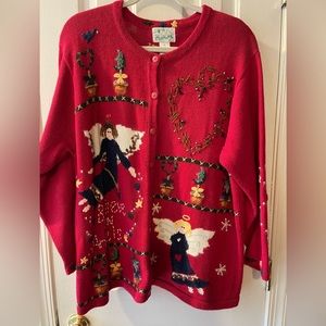 Women’s “Believe in Angels” Quacker Factory Sweater Size 1X Excellent Condition